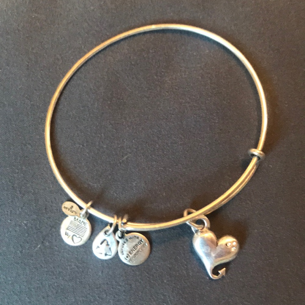 Silver heart charm Alex and Ani bracelet
